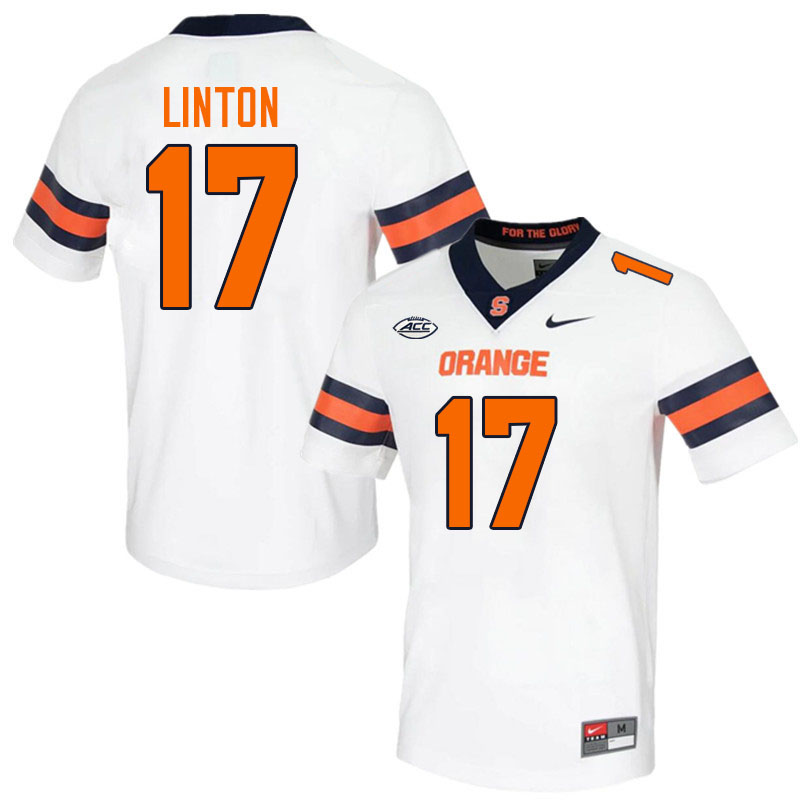 Syracuse Orange #17 Steve Linton College Football Jerseys Stitched-White